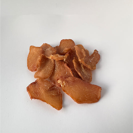 Thin, crisp honey-kissed chicken bites dog treats
