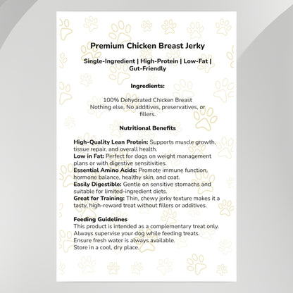 Premium Dehydrated Chicken Breast Jerky (Free-Range)