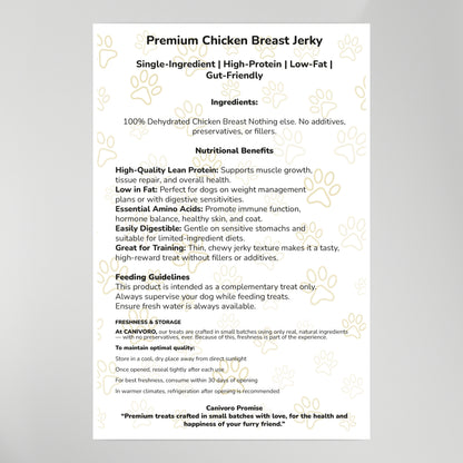 Premium Dehydrated Chicken Breast Jerky (Free-Range)